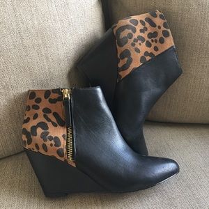 Dolce Vita black booties with leopard